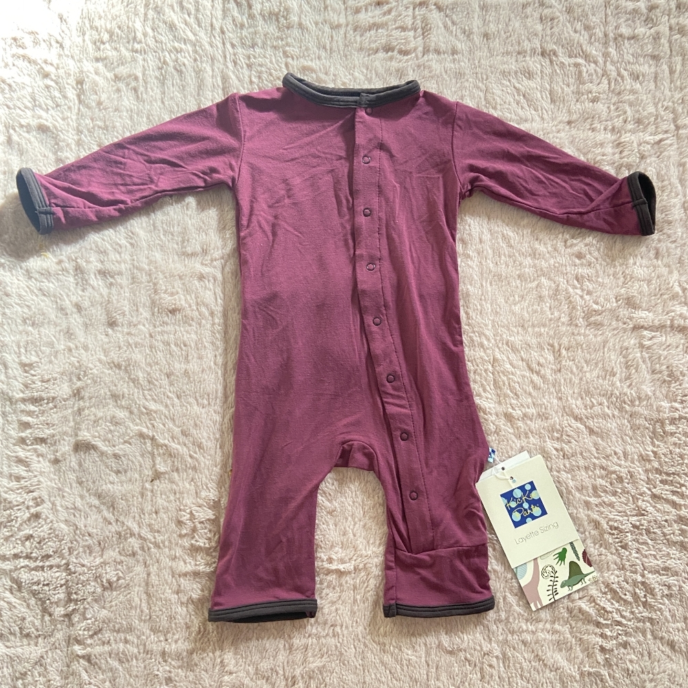 Kickee Pants Purple and Black Footies with Long Sleeves